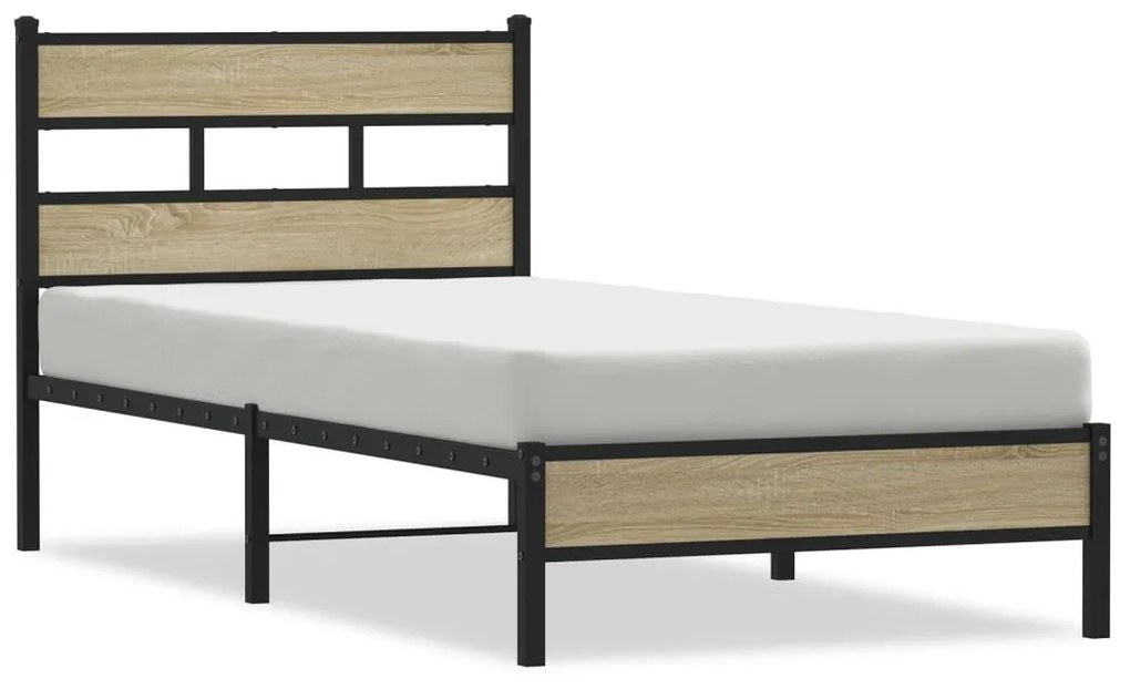 sonoma tölgy színű szerelt fa ágykeret matrac nélkül 107x200 cm