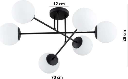 Brilagi - Felületre szerelhető csillár MILO 6xE27/60W/230V fekete