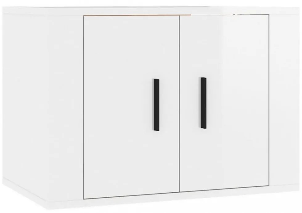 3 db magasfényű fehér fali TV-szekrény 57 x 34,5 x 40 cm