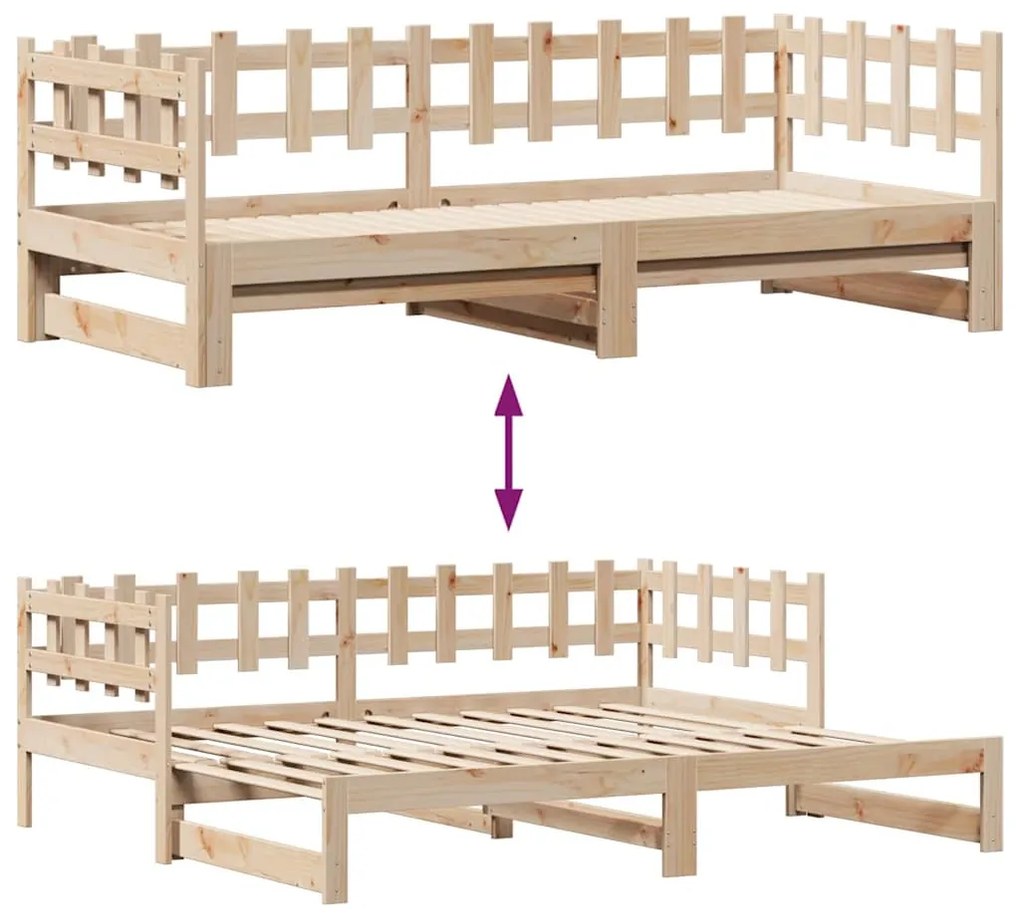 kihúzható heverő fiókokkal matrac nélkül 80 x 200 cm