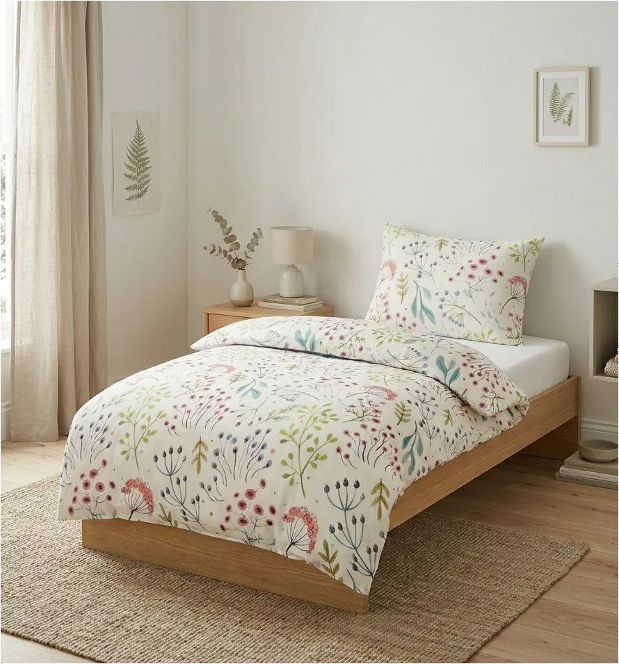 Fehér egyszemélyes pamut-szatén ágyneműhuzat 140x200 cm Jasmine – My House