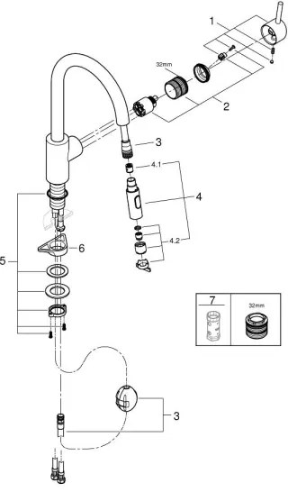 GROHE 31483002 - CONCETTO mosogató csaptelep, fényes króm