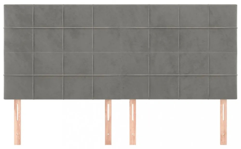 4 db világosszürke bársony fejtámla 100x5x78/88 cm