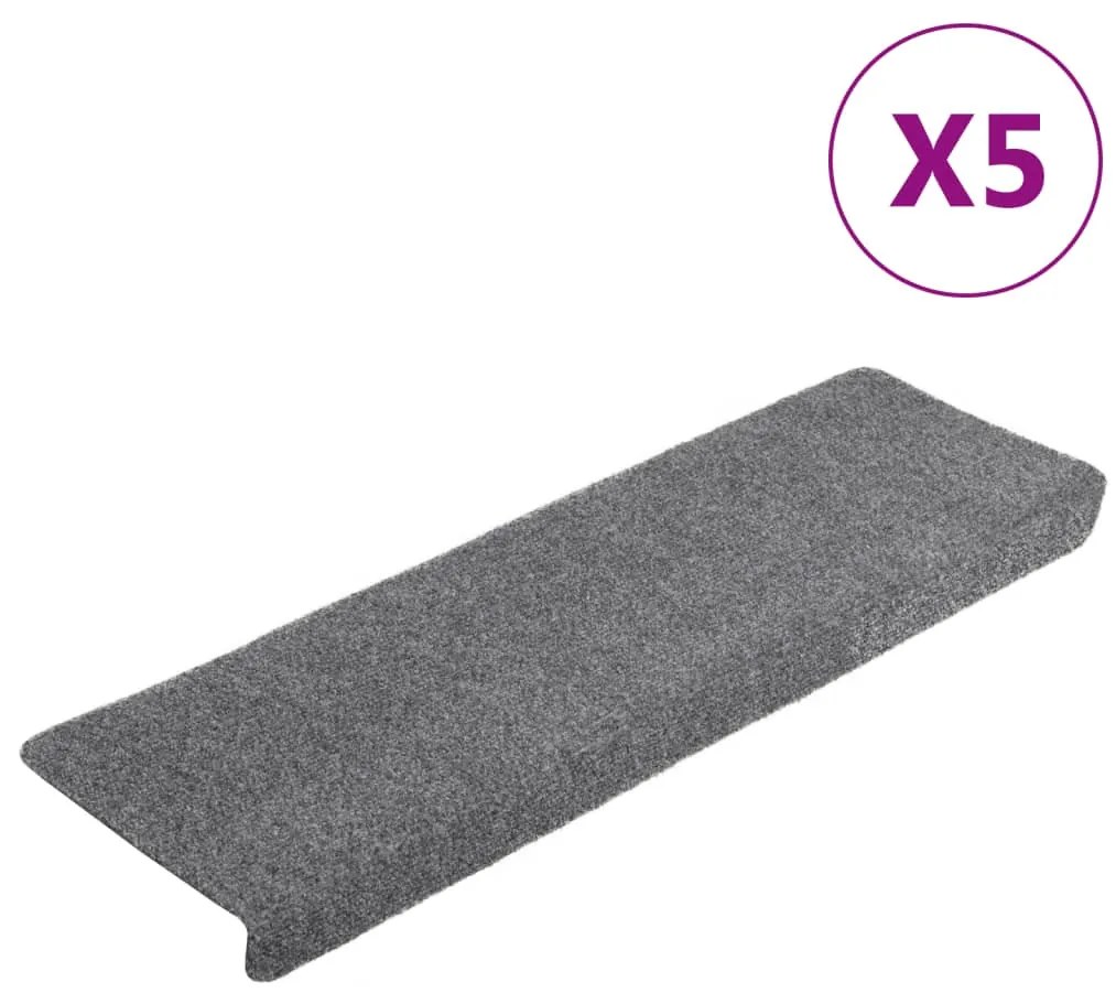 5 db tűlyukasztott világosszürke lépcsőszőnyeg 65x21x4 cm