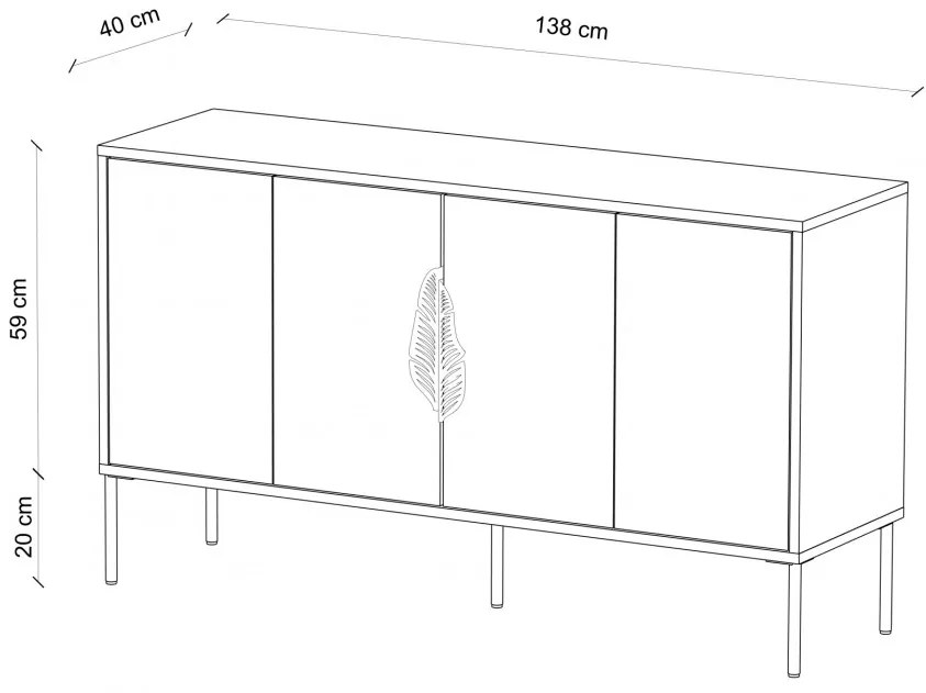 Merlin komód fekete ezüst 138cm