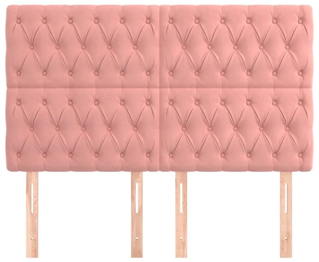 rózsaszín bársony fejtámla 160x7x118/128 cm