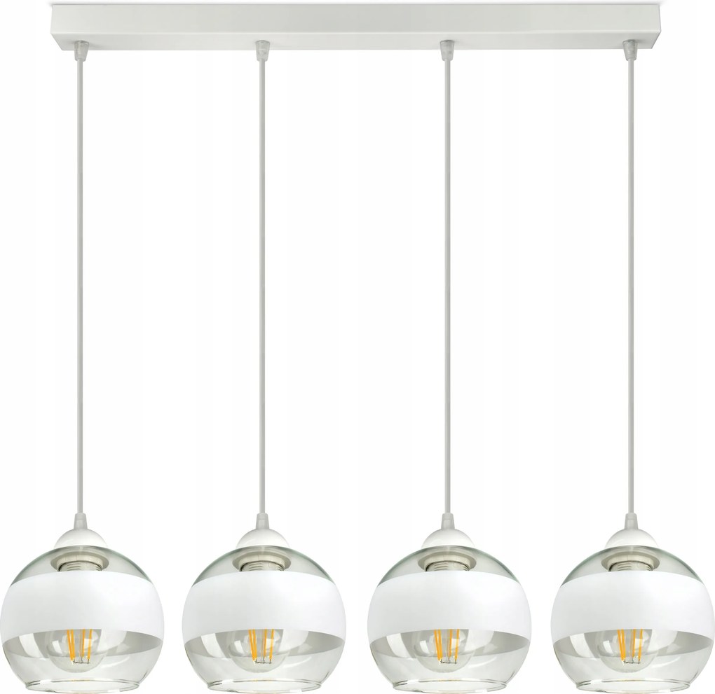 Mennyezeti Függő Lámpa Csillár Fehér Üveg Gömbök White Belt BZ4 Led E27