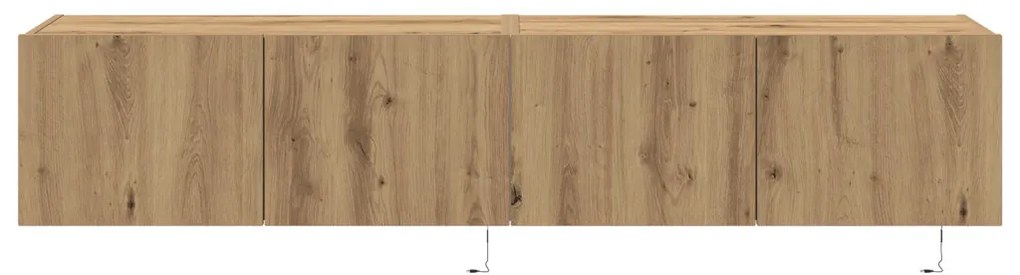 TV Fali Szekrény LED Fényekkel 2 db Kézműves Tölgy 80x35x31 cm