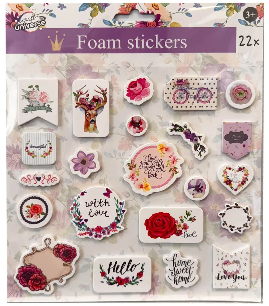 Színes Flowers szivacs matrica 22 db-os