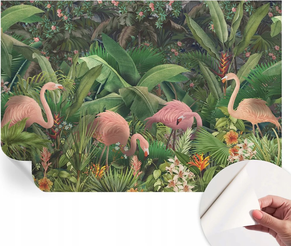 Fotótapéta Öntapadós Dekoratív tapéta Rózsaszín flamingók 152x104 cm
