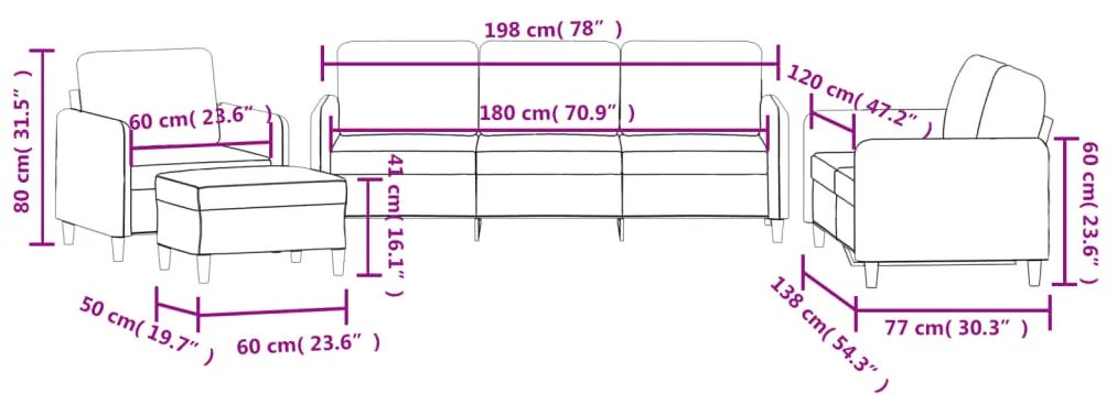 4 részes barna bársony ülőgarnitúra