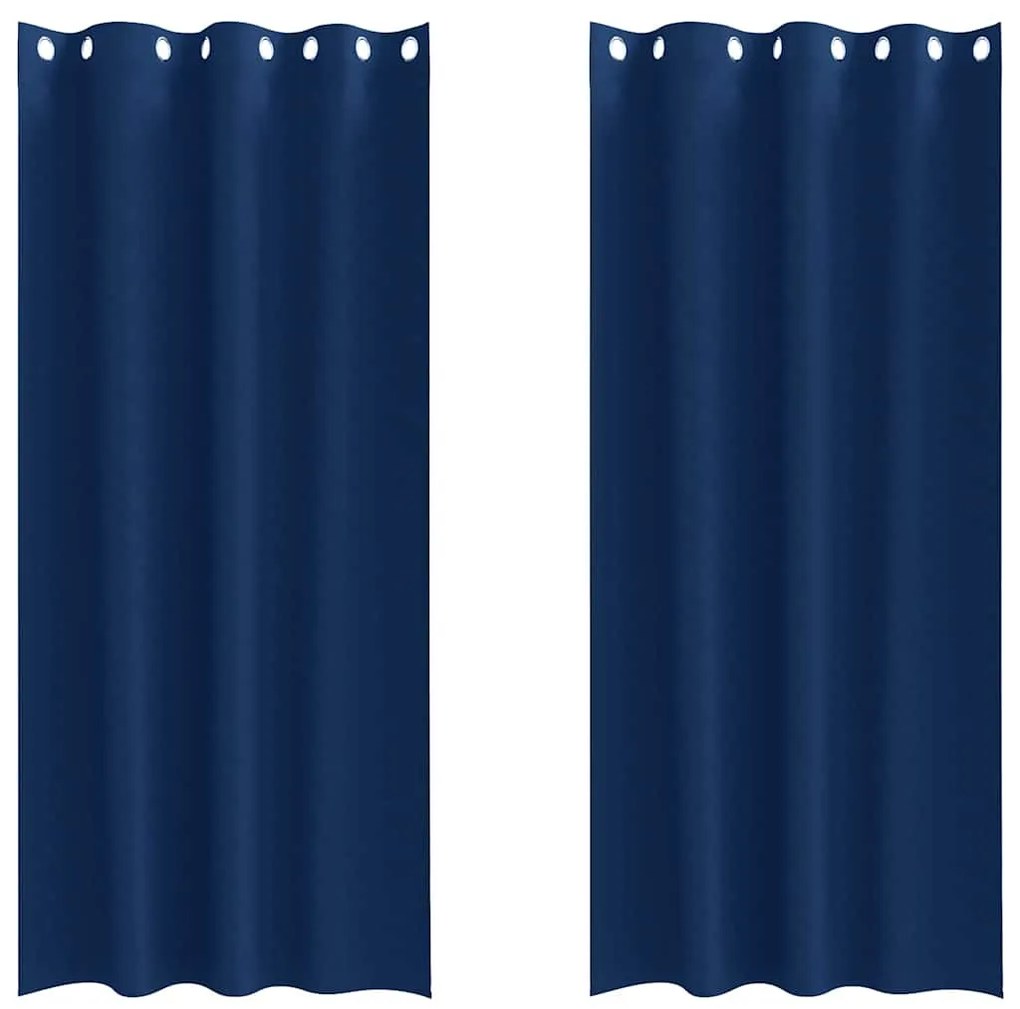 Függönyök függönyökkel 2 pcs Sötétkék 245x140cm Poliészter