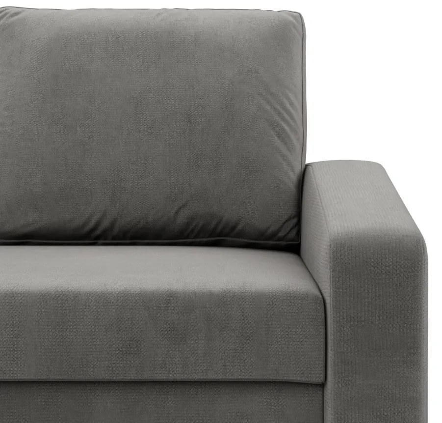 Zeus sarokkanapé, 2 ágyneműtartóval, döntött kartámasz, bársony, univerzális oldal, bonell töltet, világosszürke