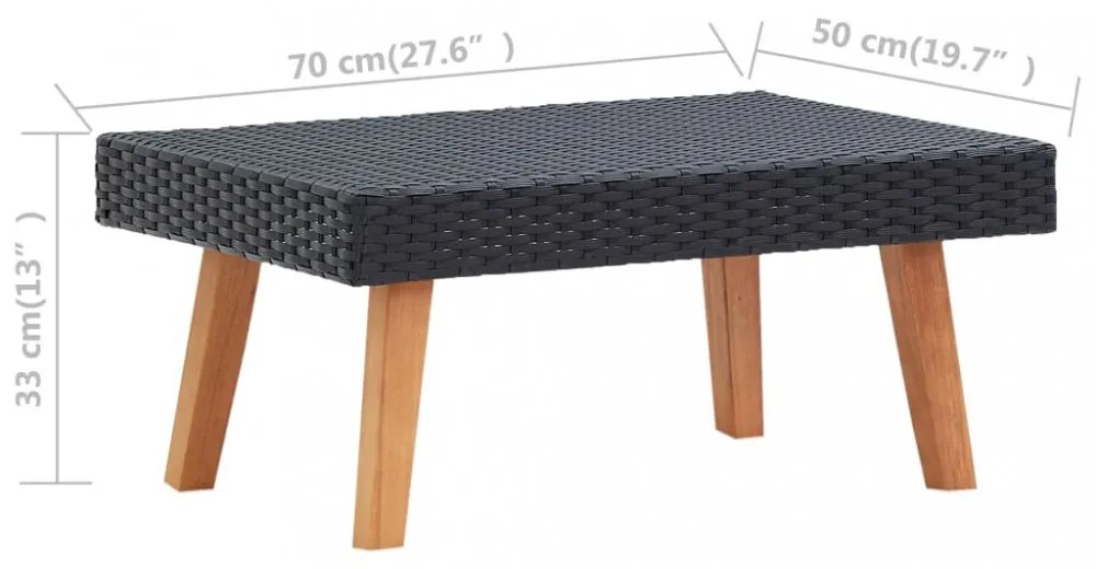 vidaXL 2 részes fekete polyrattan kerti ülőgarnitúra párnákkal