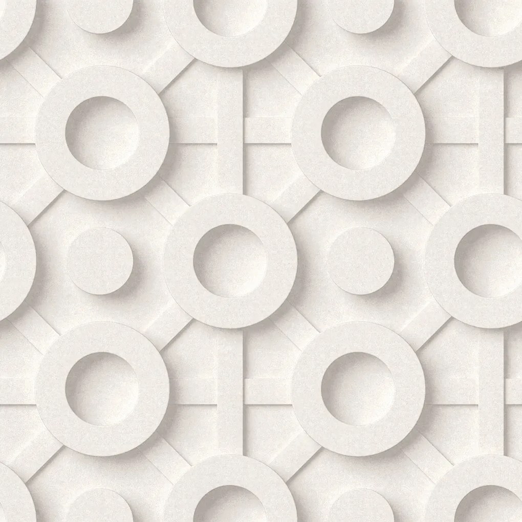 Tapéta A Nappaliba Geometrikus Körök 3D Hatás Szürke-bézs Tapéta
