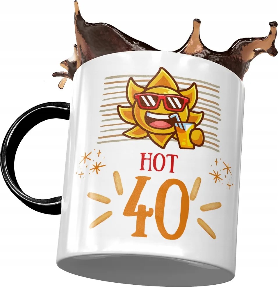 Fekete Bögre Születésnapra 40 40-es 40-es Ajándék Nyomtatott Fotóval