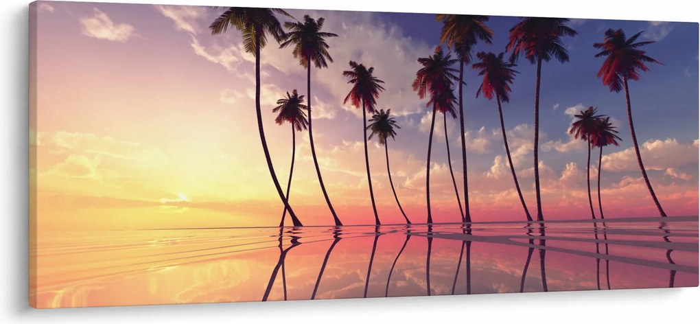 A felszín fölé emelkedő pálmafák képe (120x50 cm)