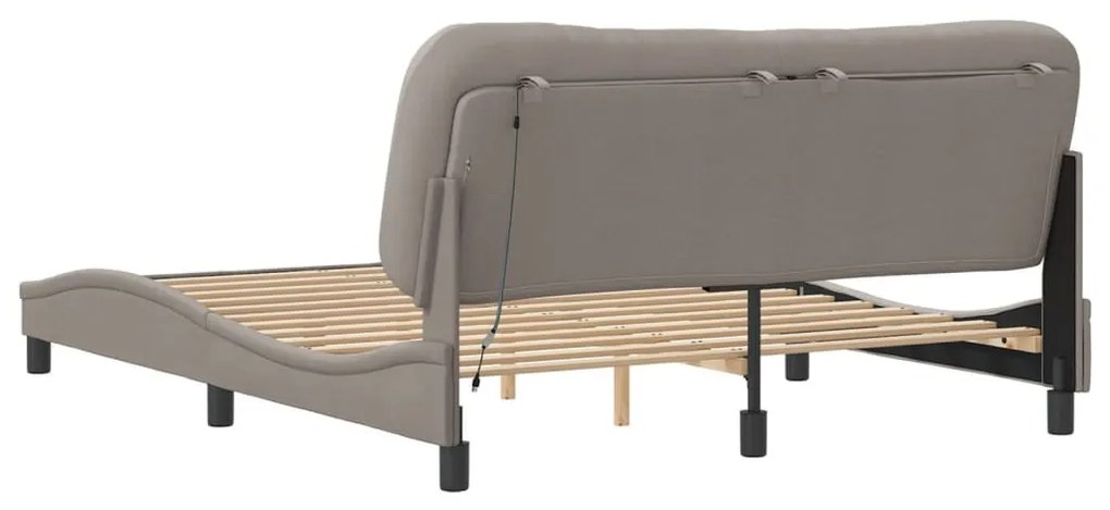 tópszínű szövet ágykeret LED-ekkel matrac nélkül Hvar 160 x 200 cm