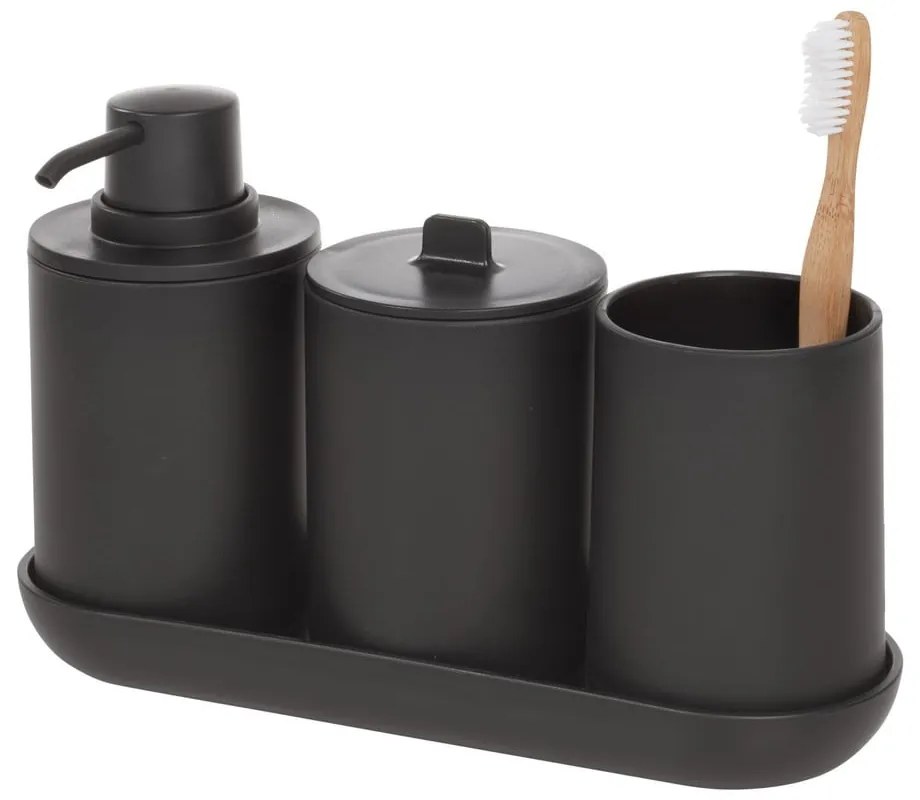 Cade Fekete szappanadagoló készlet 2 pohárral, 355 ml - iDesign