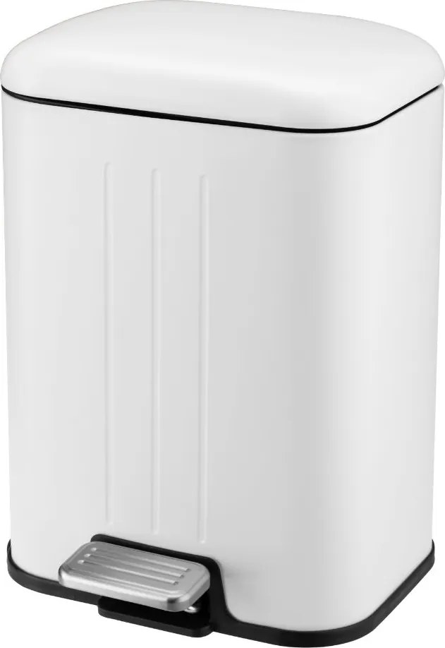 Fürdőszobai szemetes kosár lábgombos fém fehér 5L 1db