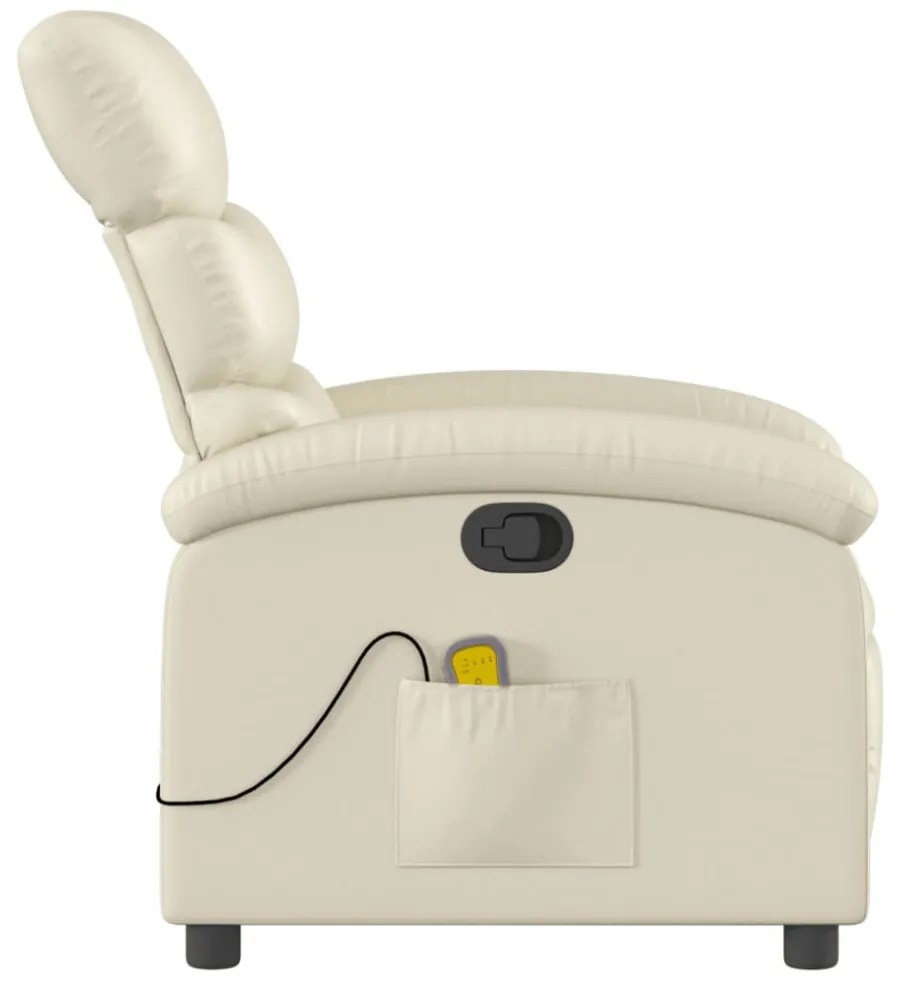 krémszínű műbőr dönthető masszázsfotel