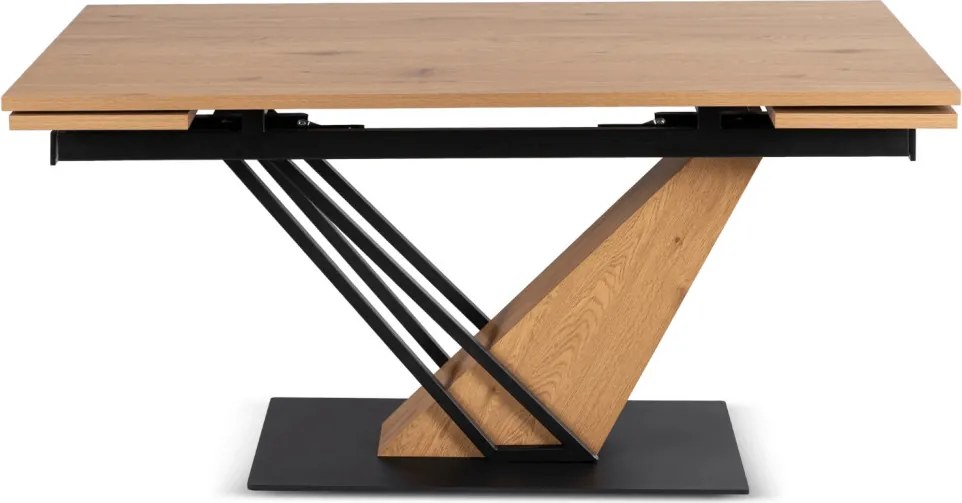 Stół REX Rozkładany 160-220 cm MDF Dąb/Czarny