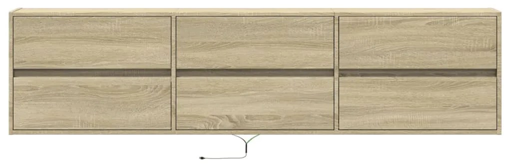 sonoma tölgy színű falra TV-szekrény LED-del 180 x 31 x 45 cm