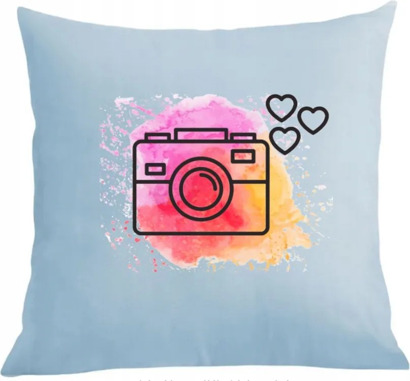Párna párnahuzat Fényképezőgép színes háttérrel