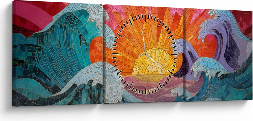 Kép - Hullámmozaik (órával) (90x30 cm)