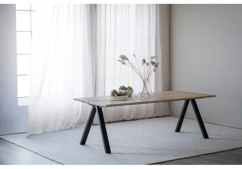 Bővíthető étkezőasztal tölgyfa asztallappal 220x100 cm Carradale - Rowico