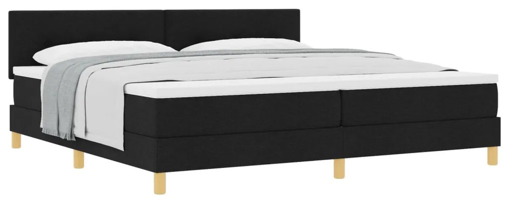 Box Spring Ágy Matraccal Fekete 200x200 cm Szövet