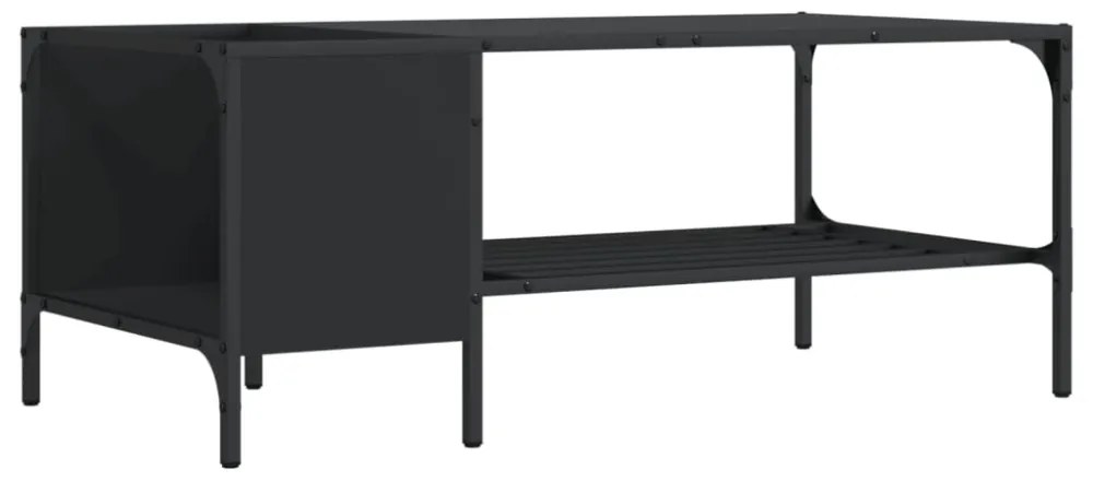 fekete szerelt fa dohányzóasztal állvánnyal 100 x 51 x 40 cm