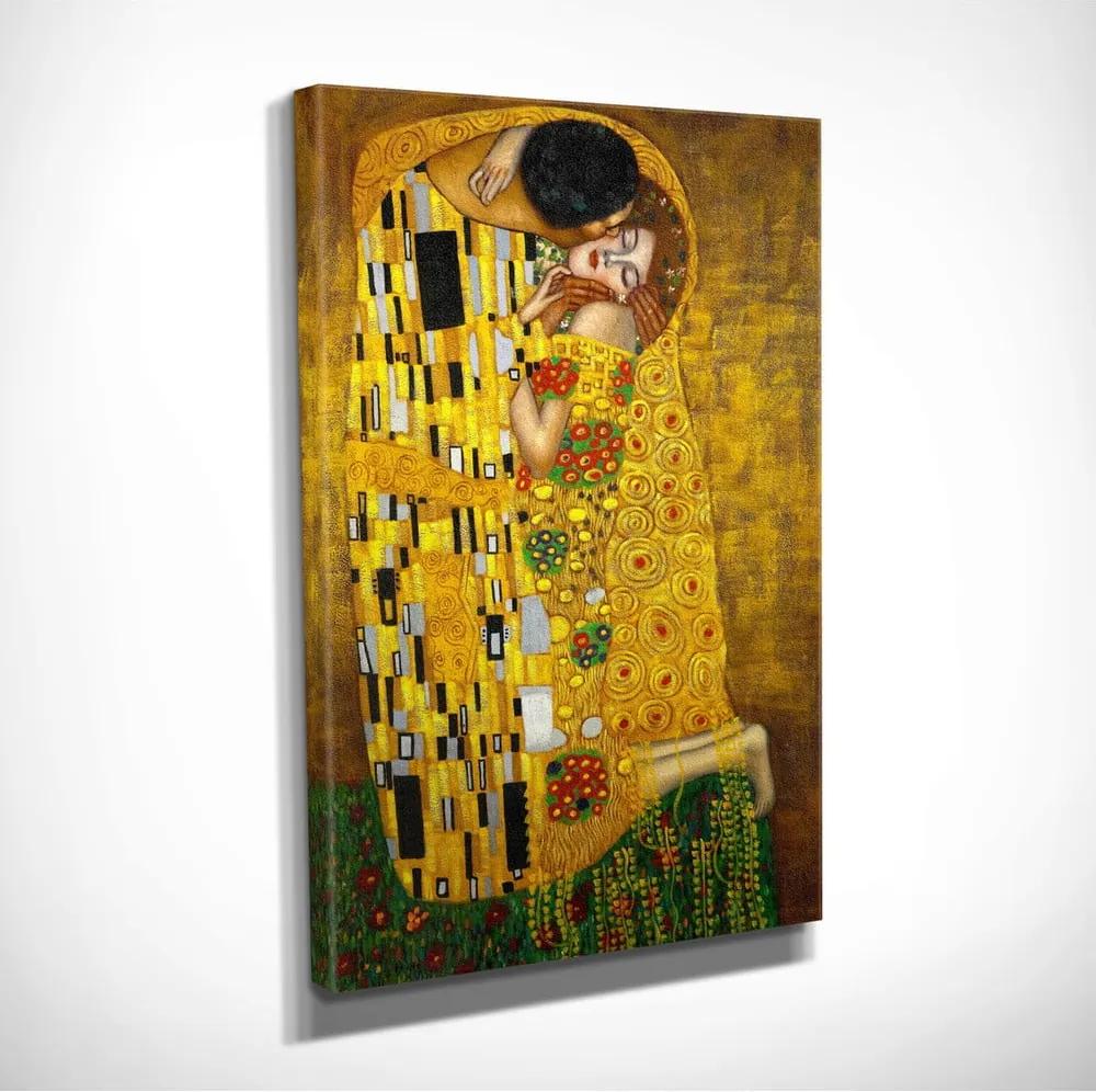 Vászon fali kép Gustav Klimt The Kiss másolat, 30 x 40 cm
