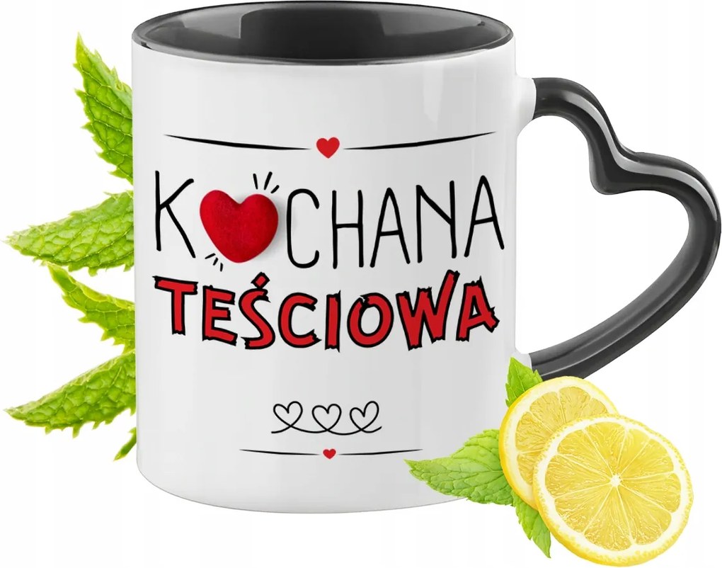 Anyósnak Fekete Bögre Szív Alakú Füllel Ajándék