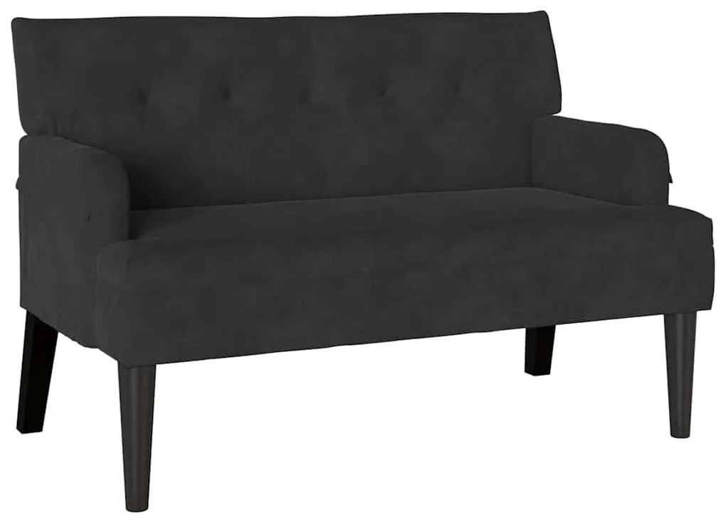 Chesterfield Pad Fekete 112 x 65,5 x 75 cm Bársony