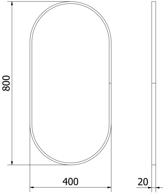 Mexen Loft, ovális fürdőszobai tükör 80 x 40 cm, keret színe fekete matt, 9851-080-040-000-70