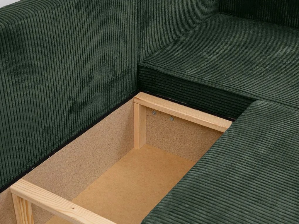 Sötétzöld sarokkanapé SMART COSARO, kétoldalas + 2 párna AJÁNDÉK