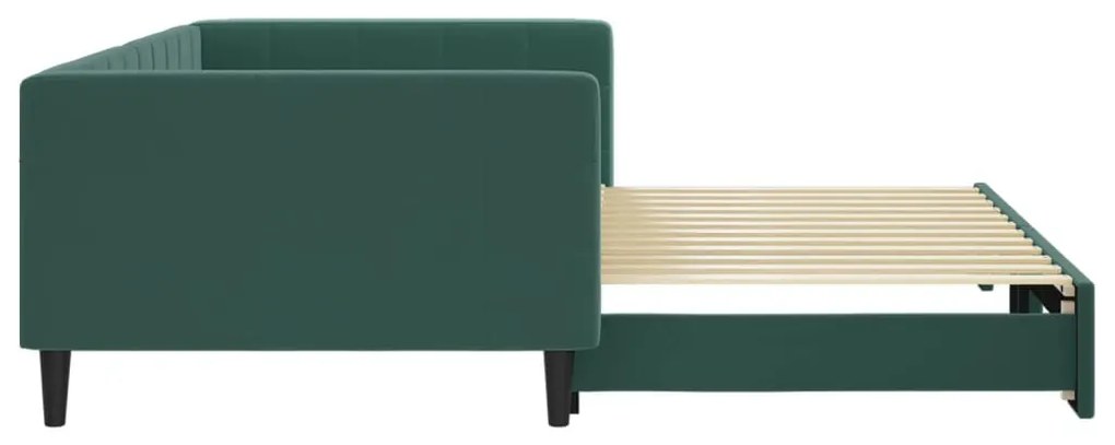 sötétzöld kihúzható bársonyheverő 100 x 200 cm