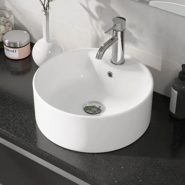 BATH DELUXE 06-038-09-11-00 - Ráépíthető mosdó VIKEDAL átm. 38 cm kerámia/fehér
