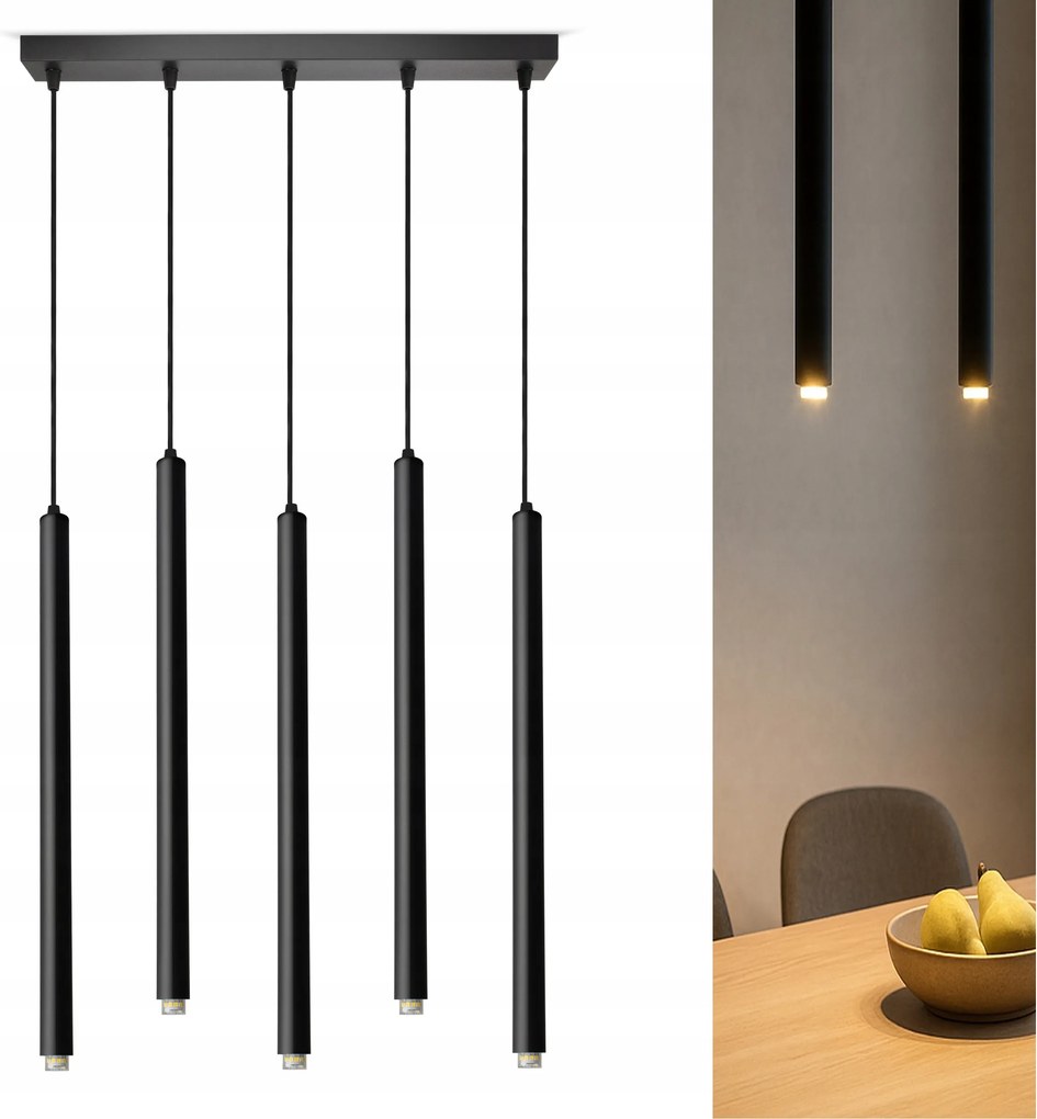 Mennyezeti függőlámpa Laser Jégcsap Tuba 853-BZ5 Fekete G9 5-pontos Led