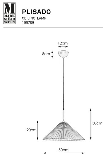 Markslöjd 108709 - Csillár zsinóron PLISADO 1xE27/40W/230V átm. 50 cm szürke