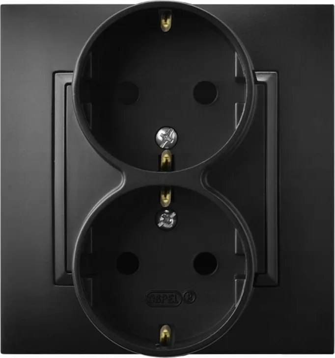 Ospel Aria fekete dupla aljzat (+0) Schuko GP-2US/m/33