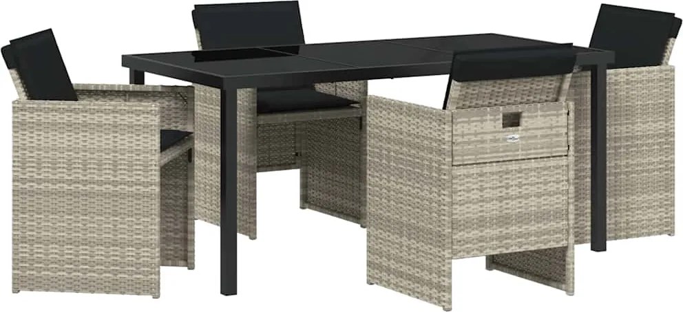 vidaXL Kert étkező szett 5 pcs Világosszürke polirattan