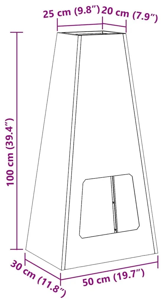 Tűzrakó Fekete 50 x 35 x 100 cm Hidegen hengerelt acél