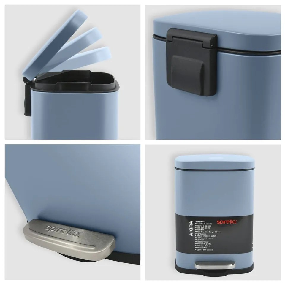 Világoskék acél pedálos szemetes 5 l Akira – Spirella