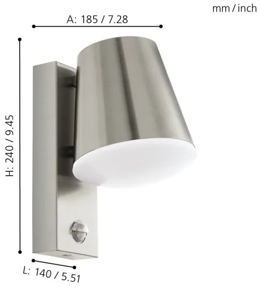 Eglo 97453 - CALDIERO kültéri fali lámpa érzékelővel 1xE27/10W/230V IP44