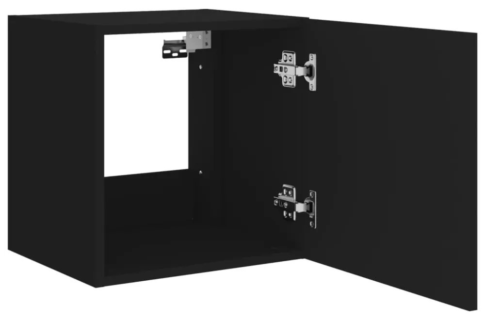 fekete fali TV-szekrény LED-világítással 40,5x35x40 cm