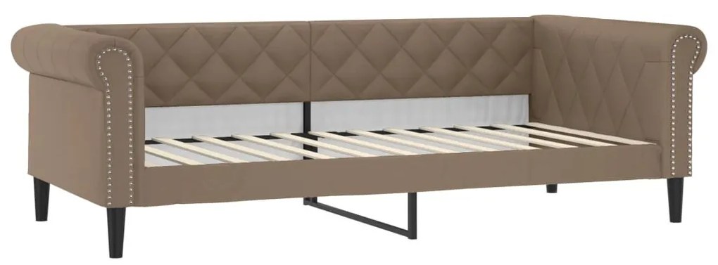 cappuccino színű kihúzható műbőr heverő 90 x 200 cm