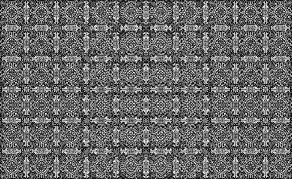 Tapéta Monokróm díszek virágok geometria szürke 312x219 vinil
