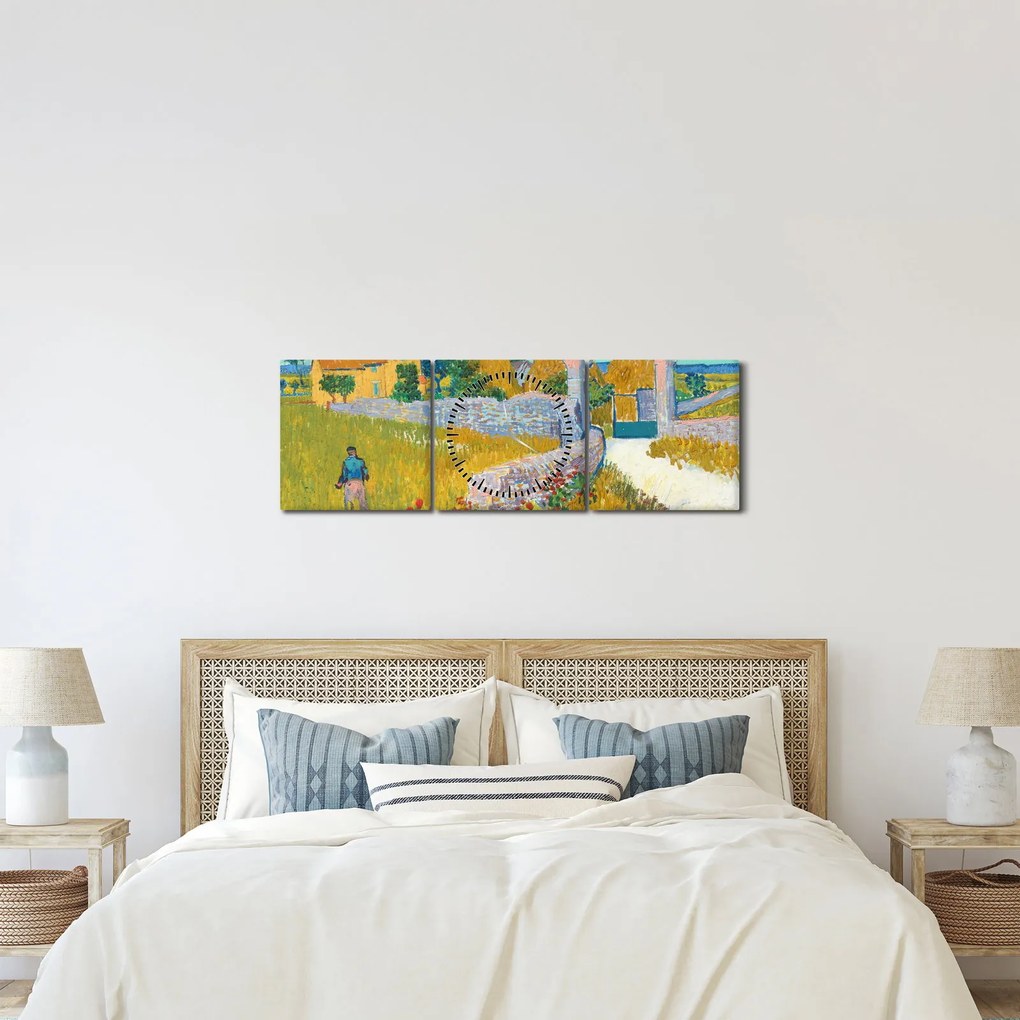 Kép - Vincent van Gogh, Farmhouse in Provence, reprodukciók (órával) (90x30 cm)